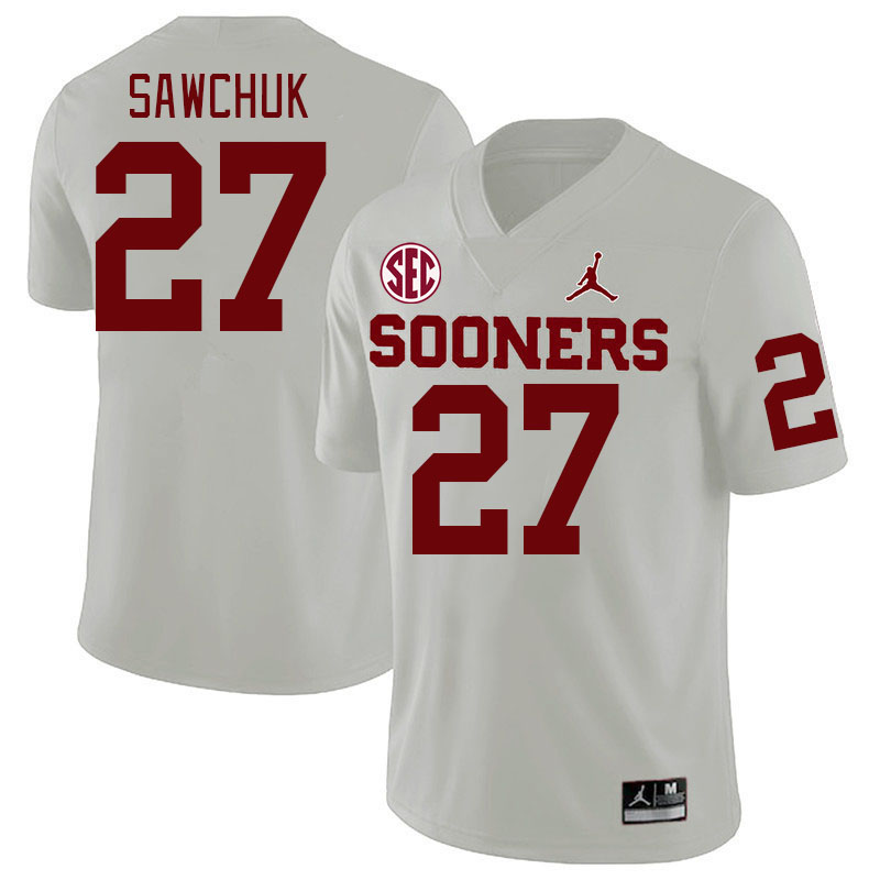 #27 Gavin Sawchuk Oklahoma Sooners 2024 SEC Conference College Football Jerseys-White